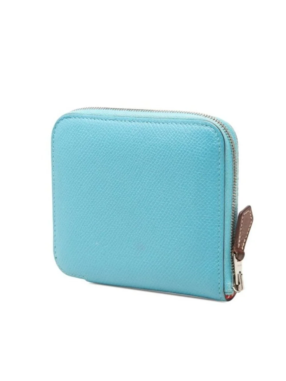 Hermes Azap Compact Silk'in Zip Around Wallet Blue Veau Epsom